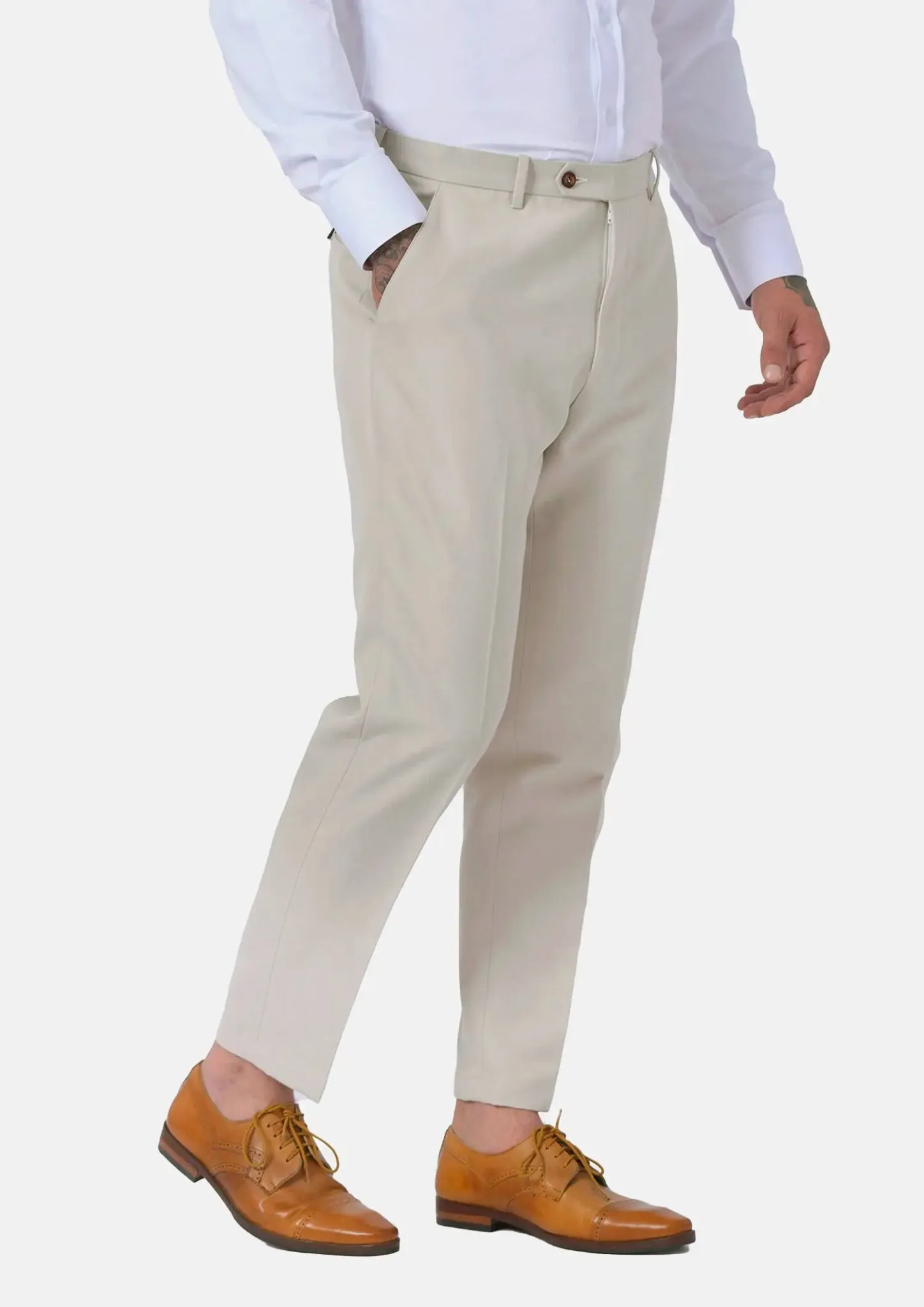 Ivory Cotton Chino Pants