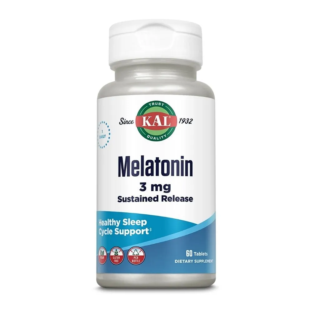 Kal Melatonin Sustained Release 3 mg 60 Tablets