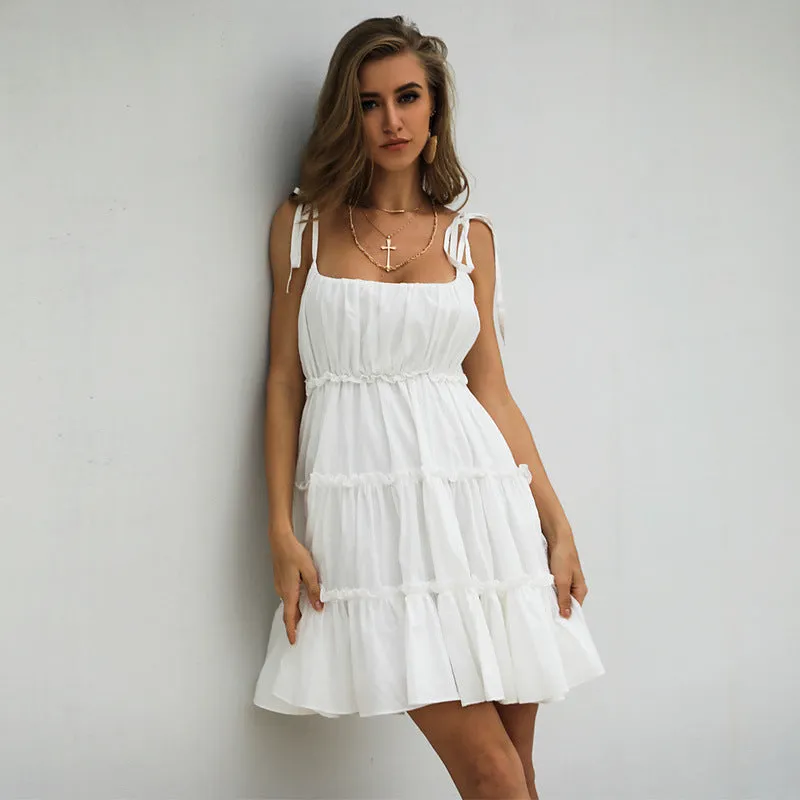 Kelby Ruffle Tiered Babydoll Dress - Off White