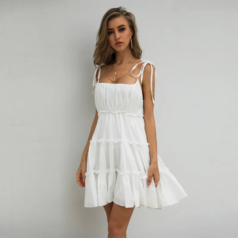 Kelby Ruffle Tiered Babydoll Dress - Off White