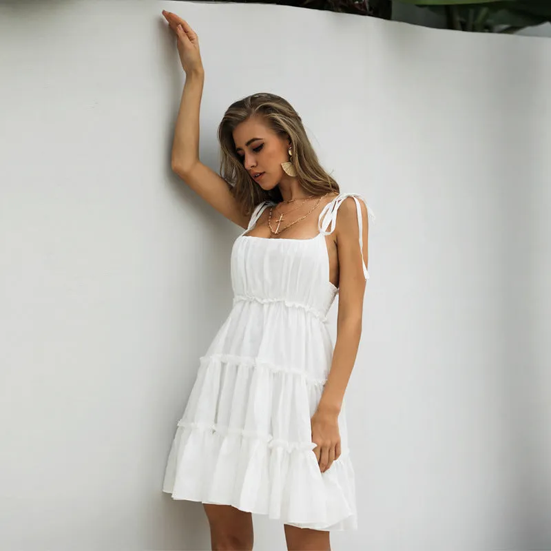 Kelby Ruffle Tiered Babydoll Dress - Off White