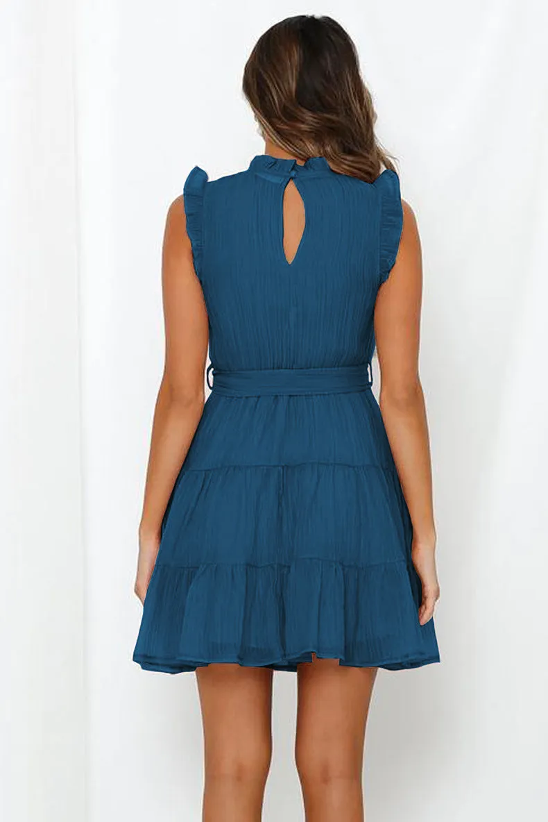 Kelcie Cotton Babydoll Dress - Blue