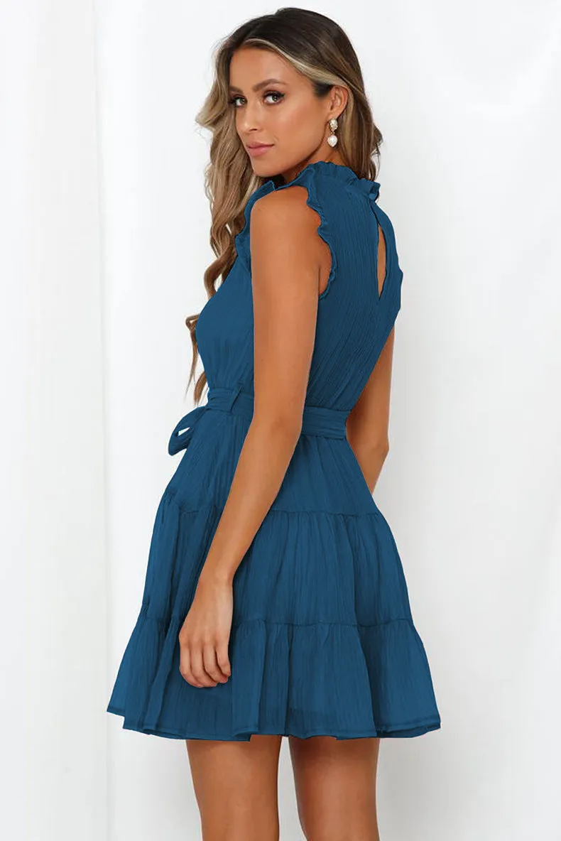 Kelcie Cotton Babydoll Dress - Blue