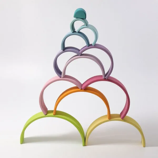 Large Wooden Rainbow Tunnel 12pcs, Pastel