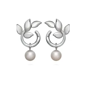 Leaf Pearl and Sterling Silver Earring