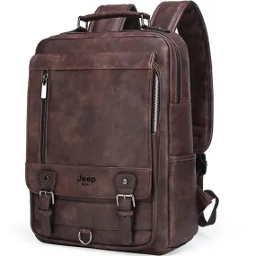 Leather Men's Travel Backpack Large Capacity