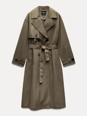 Long trench coat with belt