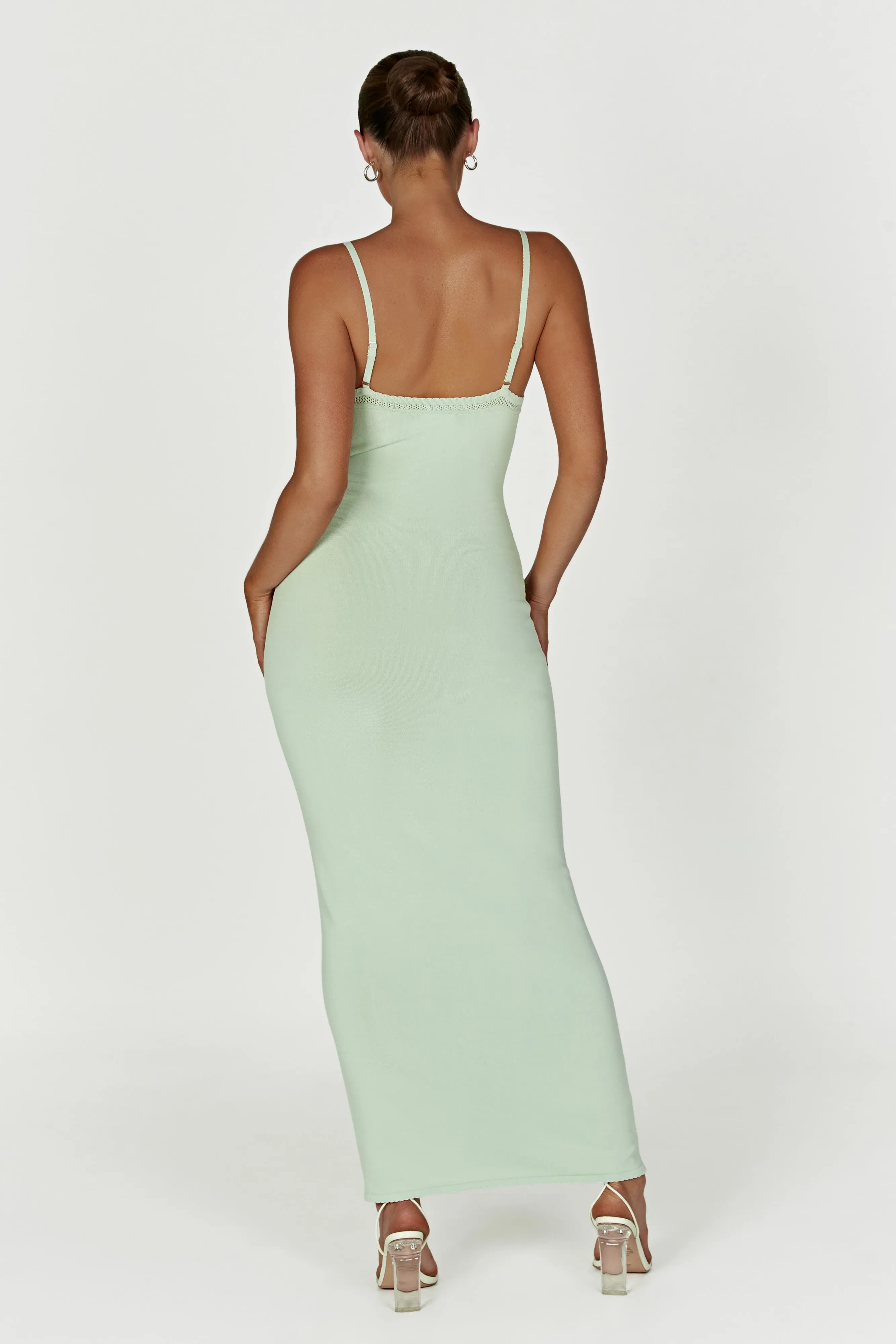 Maia Pointelle Knit Maxi Dress - Pistachio Green