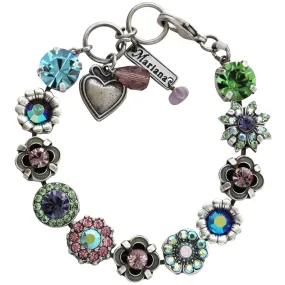 Mariana "Pastel Rainbow" Silver Plated Flower Garden Floral Crystal Bracelet, Multi Color 4072 88