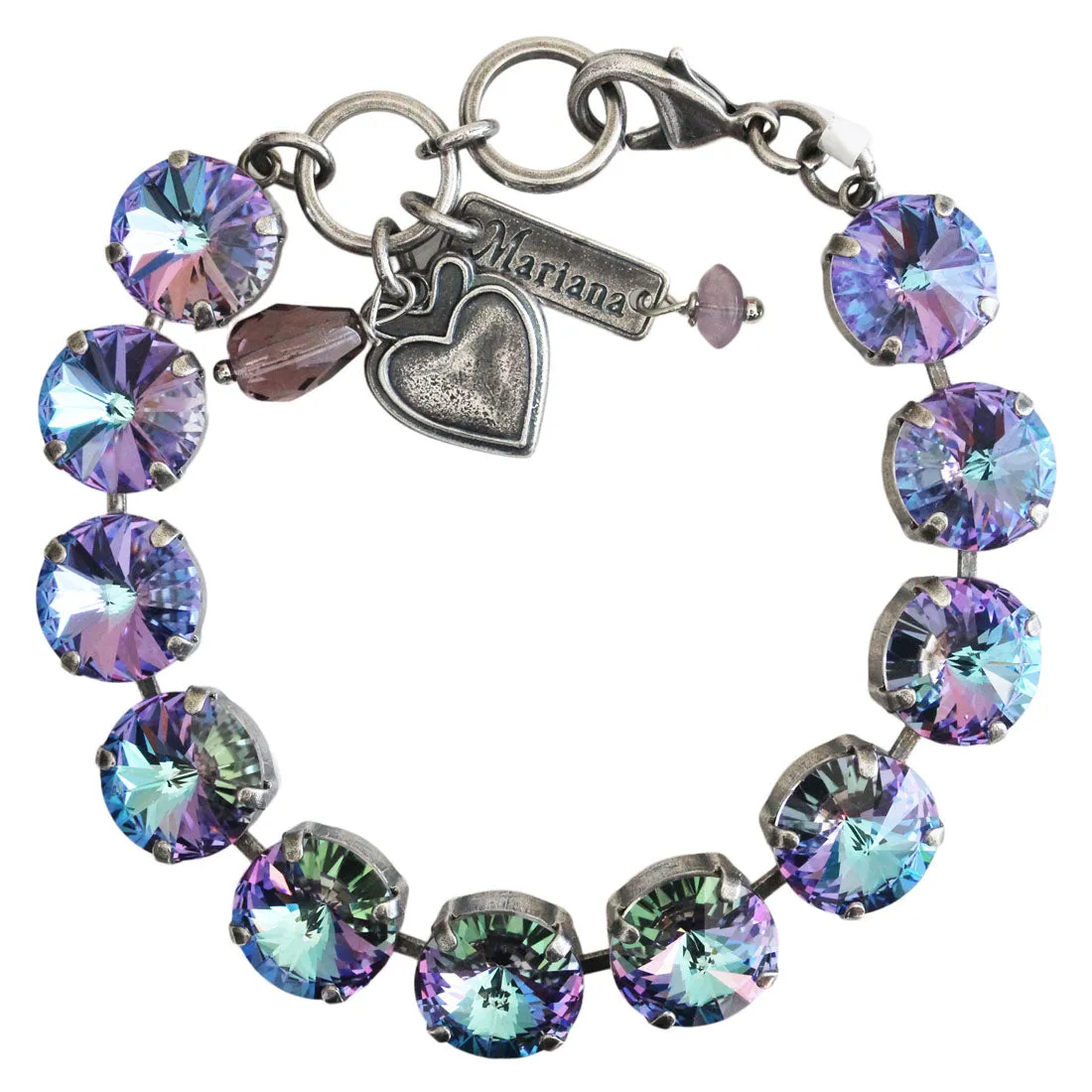 Mariana "Prism Pastel" Silver Plated Lovable Round Rivoli Crystal Bracelet, 4474R 001VL