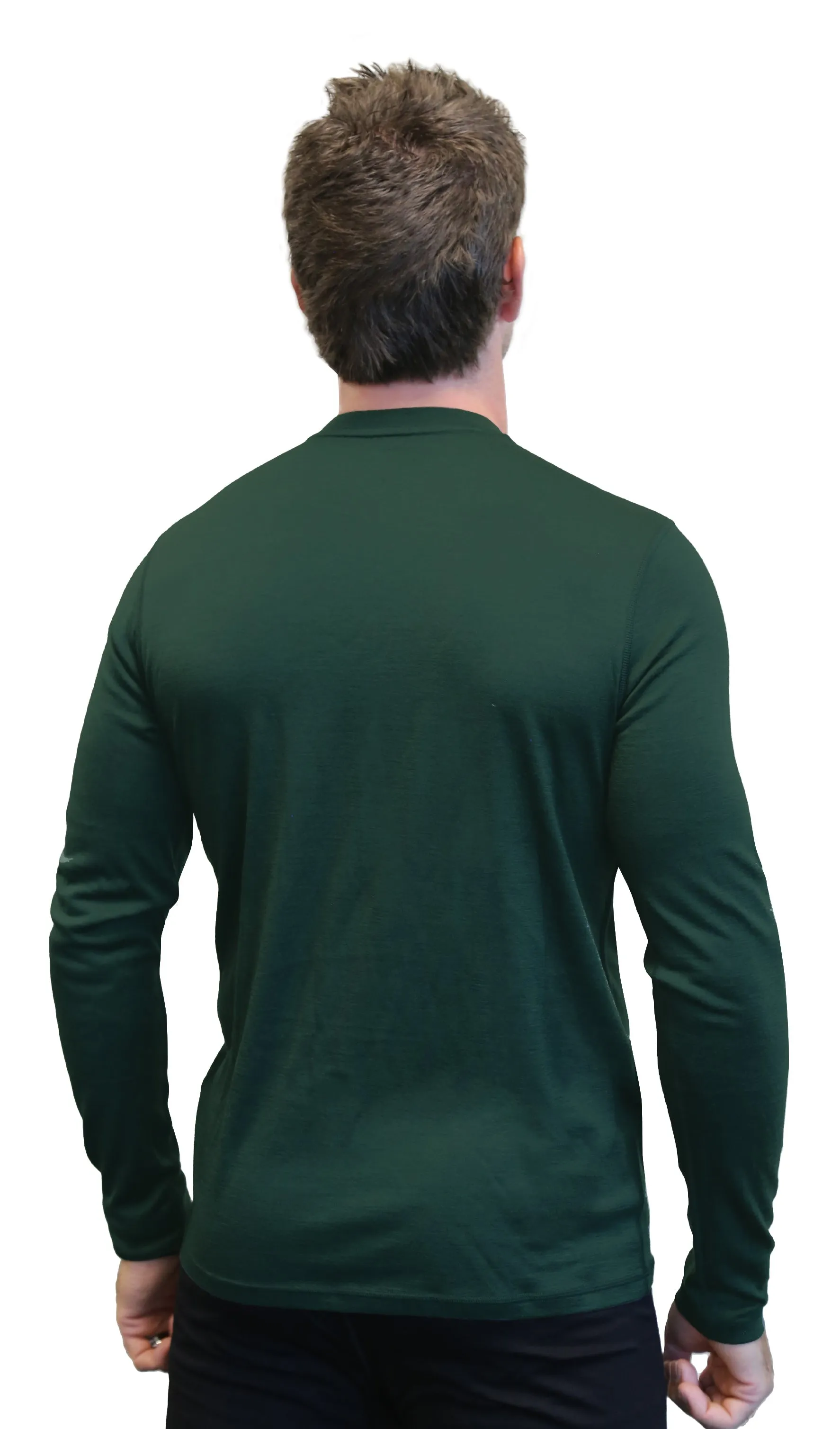 Men's 100% Merino Wool Long Sleeve Crew Neck Shirt 190 GSM