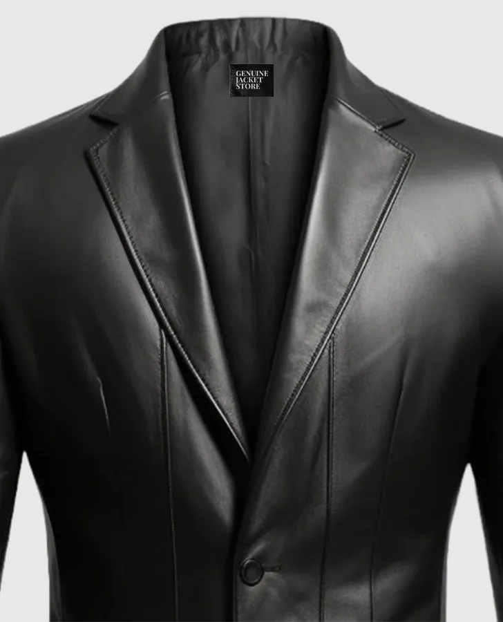 Men's 2 Button Leather Blazer