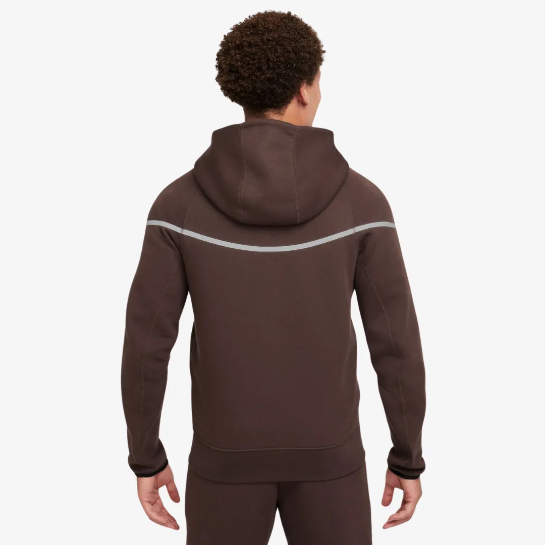 mens nike tech windrunner fleece zip jacket (brown)