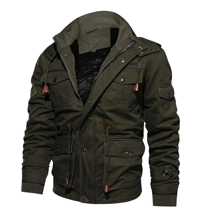 Military Thicken Fleece Jacket Mens Winter Casual Hooded Jacket Coat