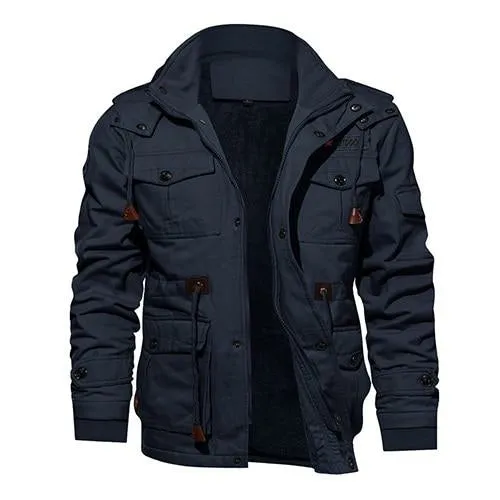 Military Thicken Fleece Jacket Mens Winter Casual Hooded Jacket Coat