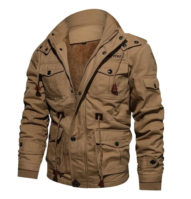 Military Thicken Fleece Jacket Mens Winter Casual Hooded Jacket Coat