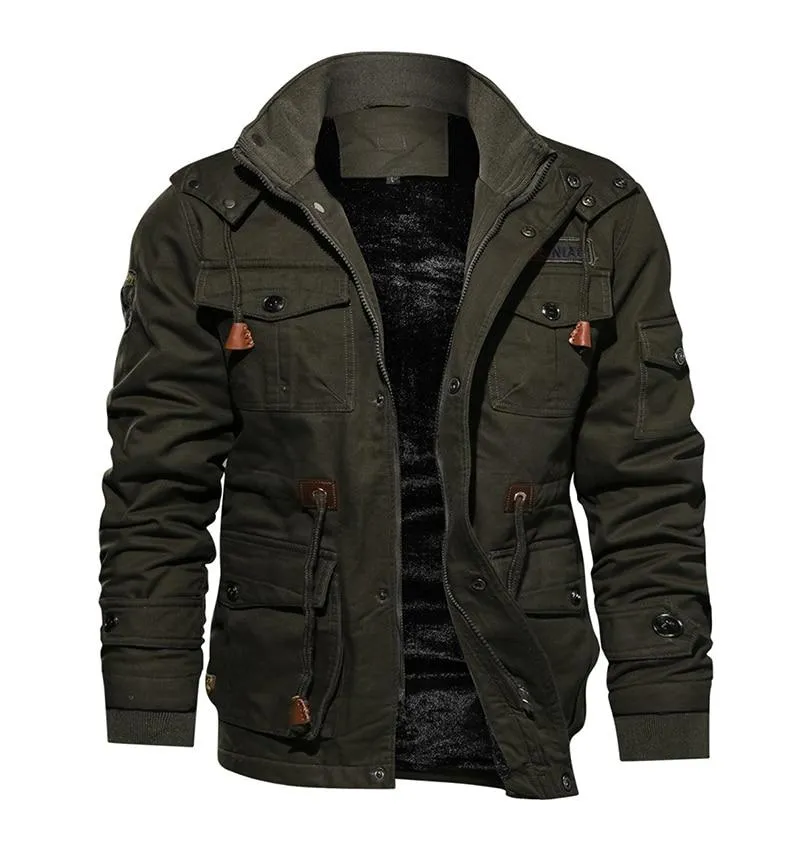 Military Thicken Fleece Jacket Mens Winter Casual Hooded Jacket Coat