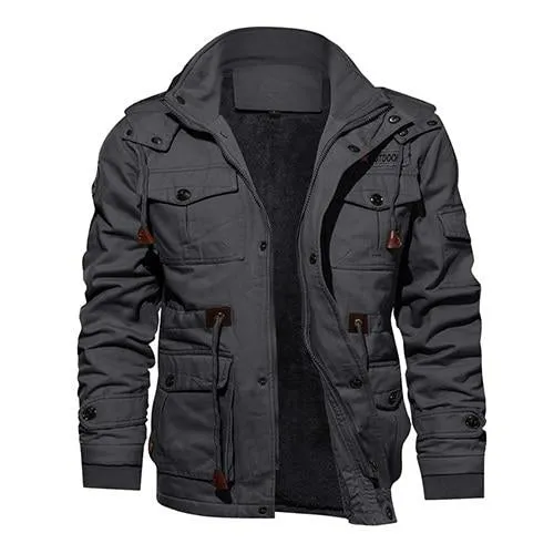 Military Thicken Fleece Jacket Mens Winter Casual Hooded Jacket Coat