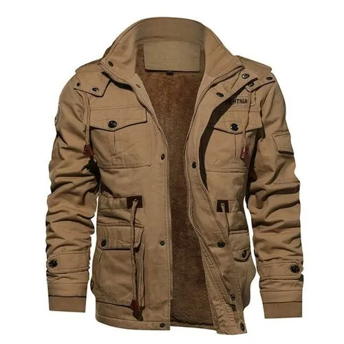 Military Thicken Fleece Jacket Mens Winter Casual Hooded Jacket Coat