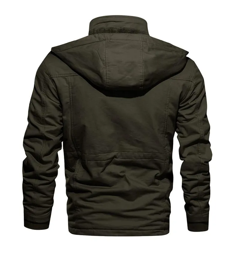 Military Thicken Fleece Jacket Mens Winter Casual Hooded Jacket Coat