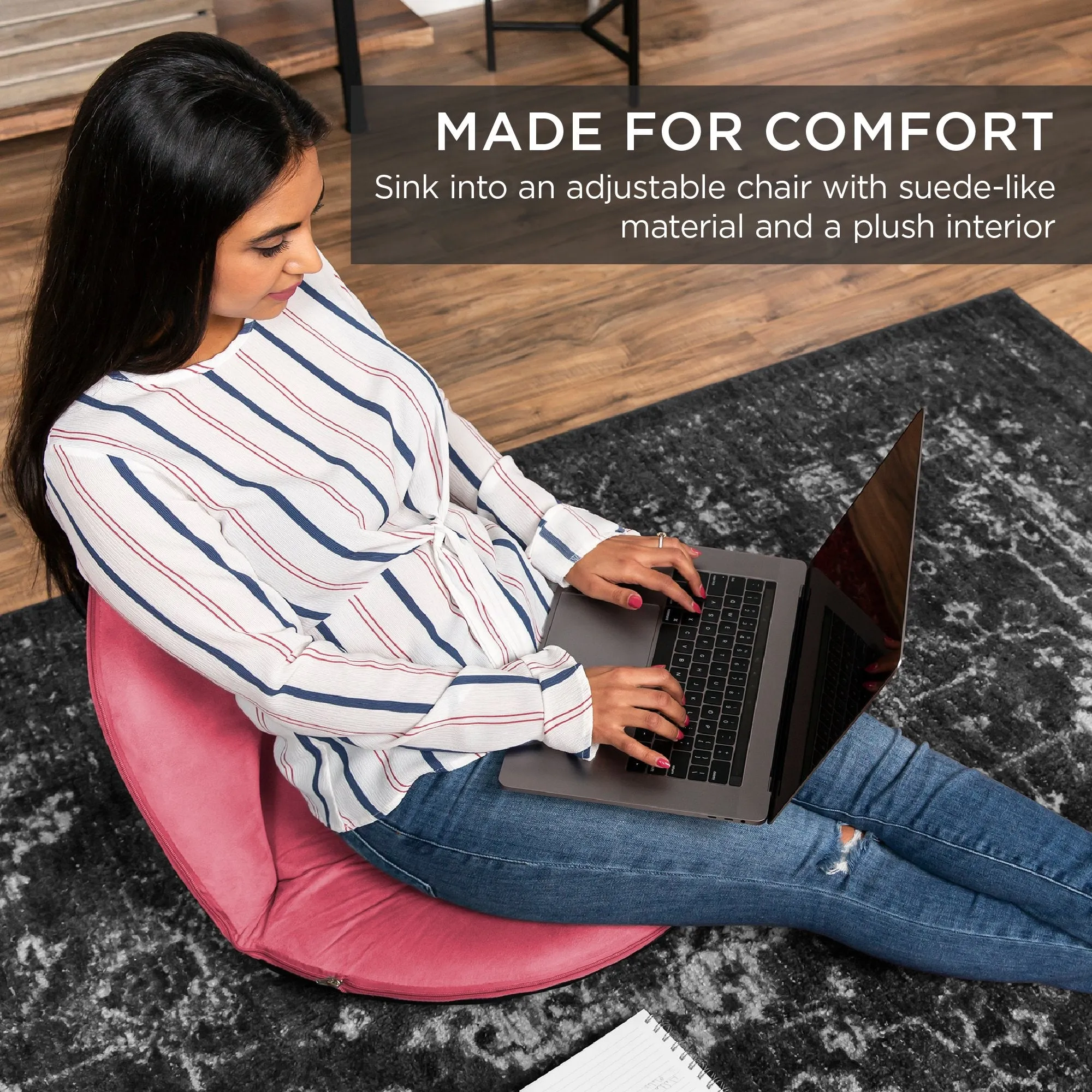 Multipurpose Adjustable Floor Chair w/ Machine-Washable Microfiber Cover