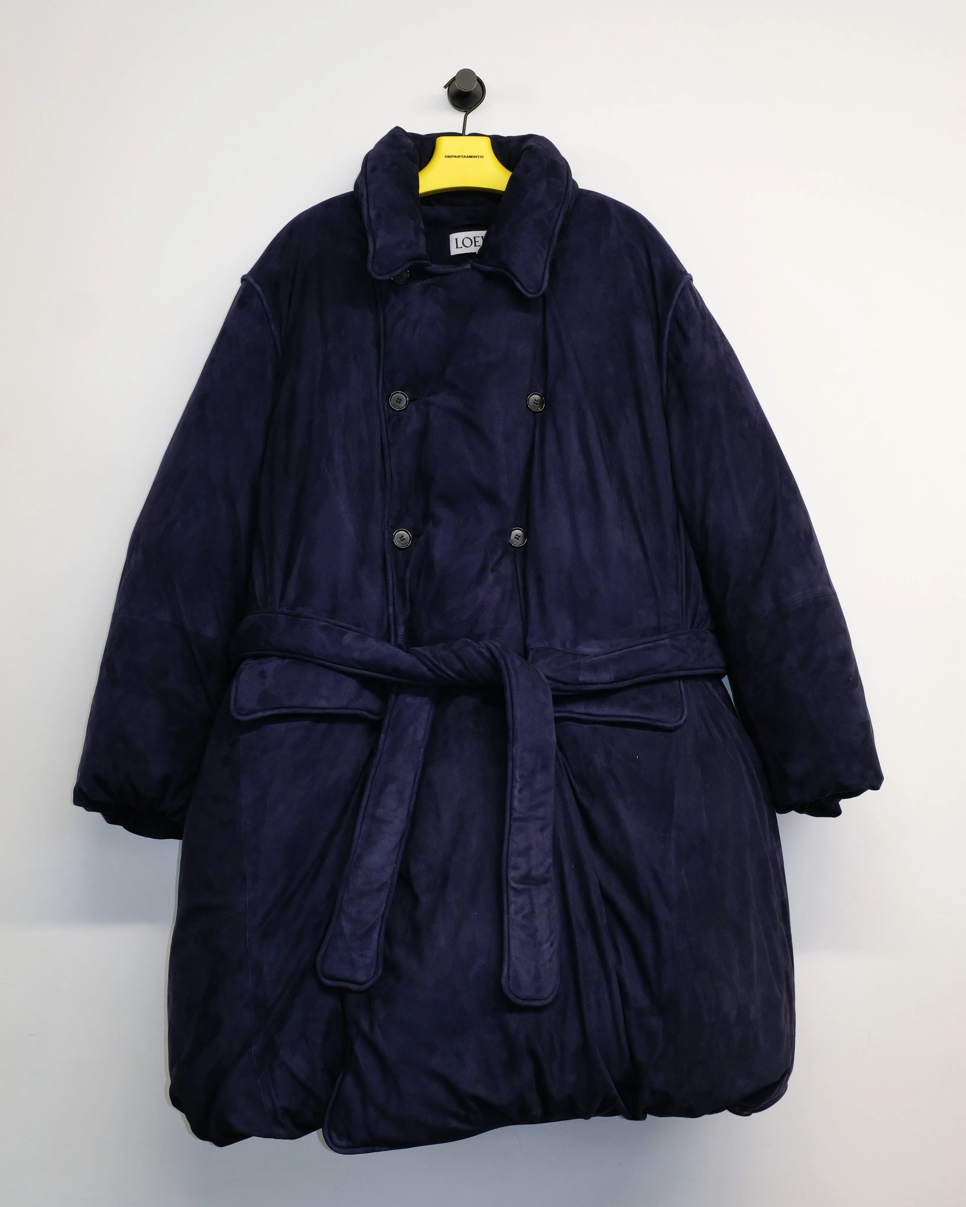 Navy Blue Suede Padded Coat