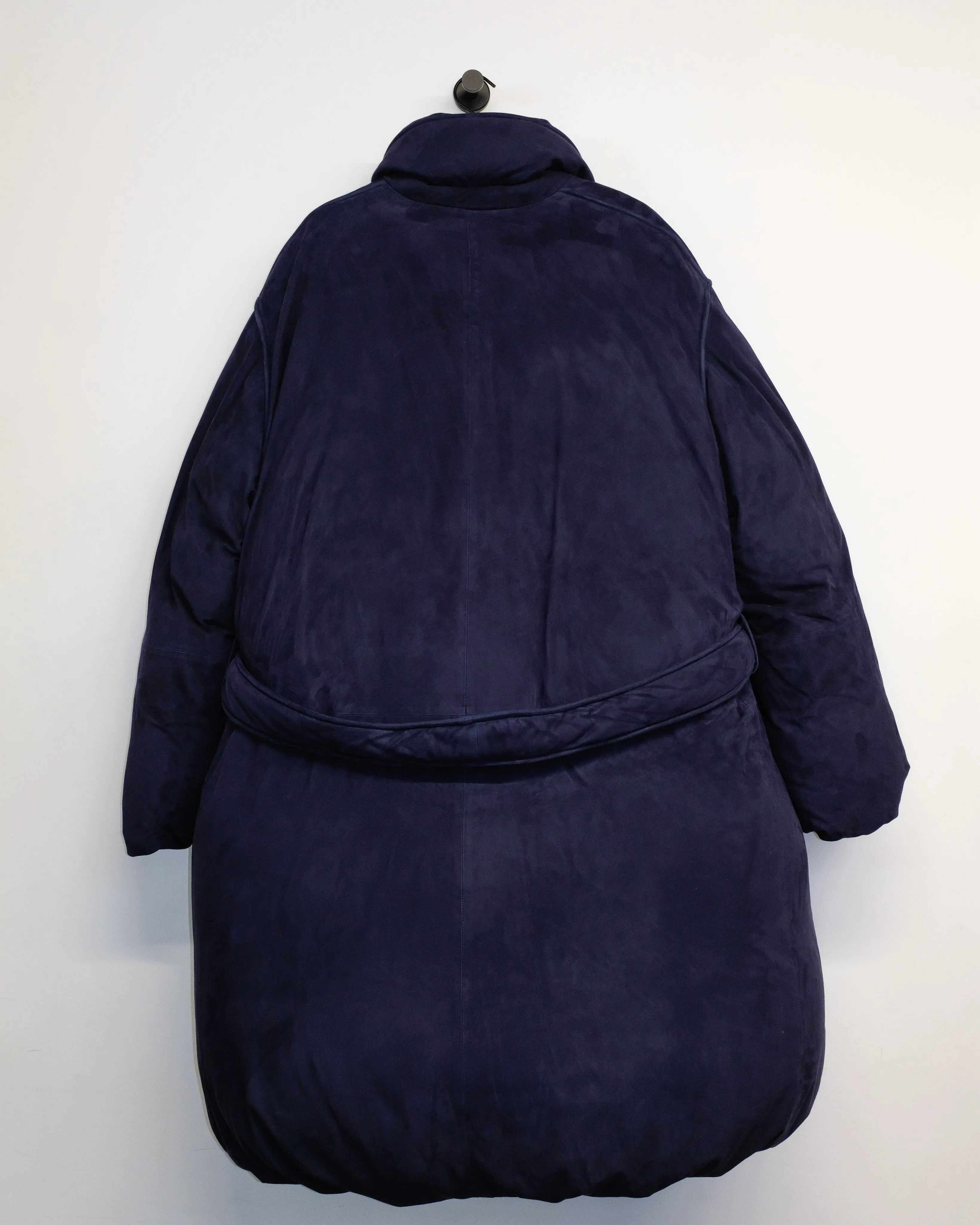 Navy Blue Suede Padded Coat