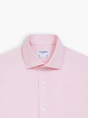 Non-Iron Pink Poplin Fitted Single Cuff Classic Collar Shirt