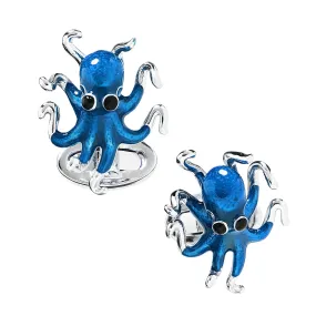 Octopus Hand Painted Enamel Sterling Cufflinks