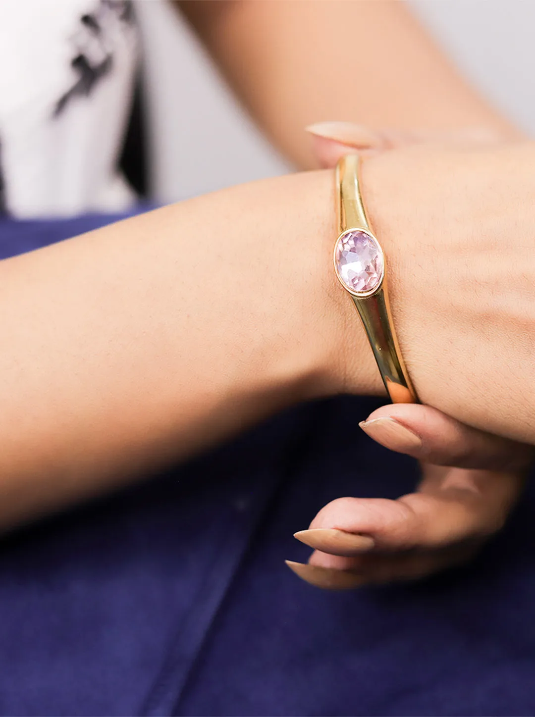 Ornaio 18K Gold-Plated Anti-Tarnish Pastel Pink Zircon Stone Bracelet