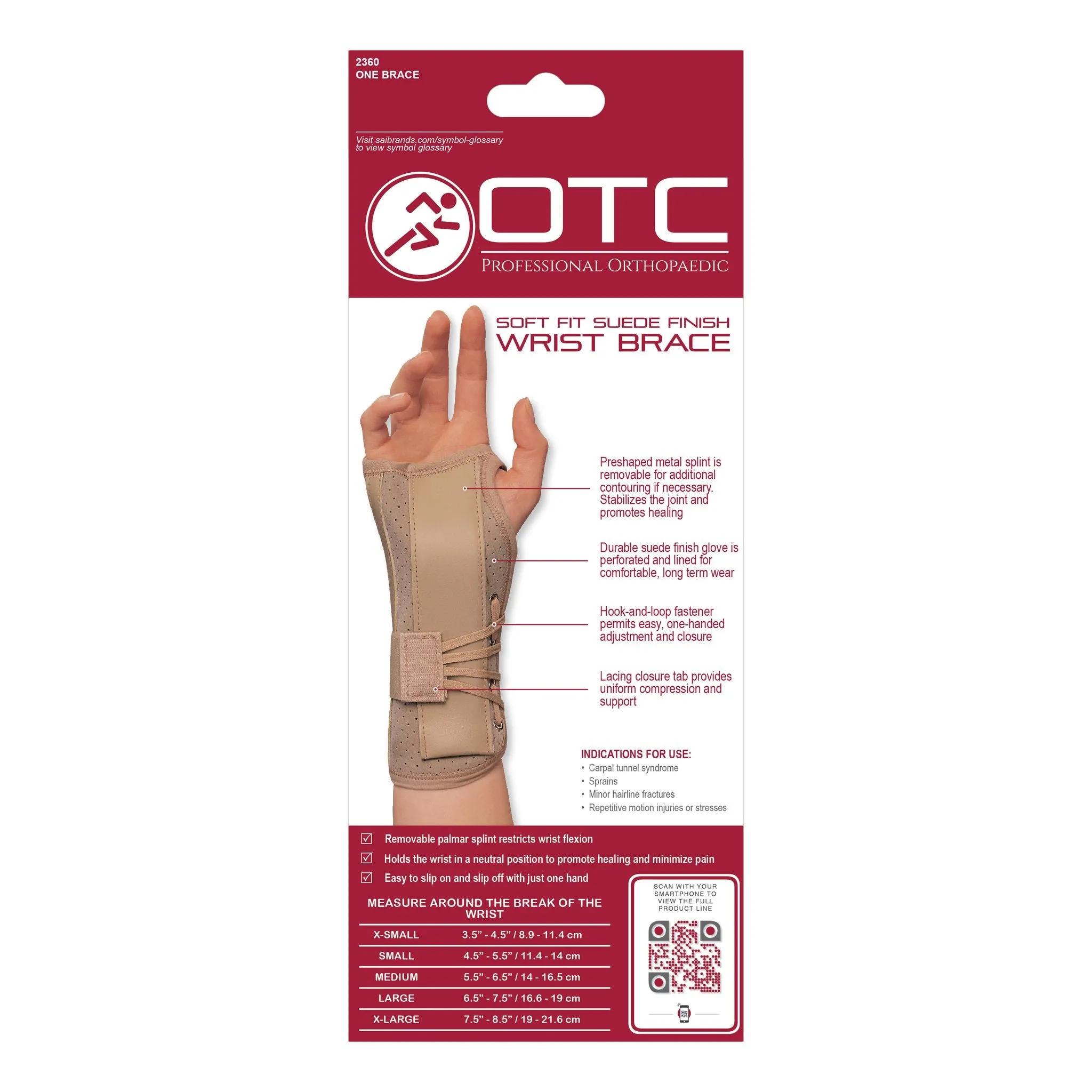 OTC WRIST BRACE SUEDE FINISH - 2360