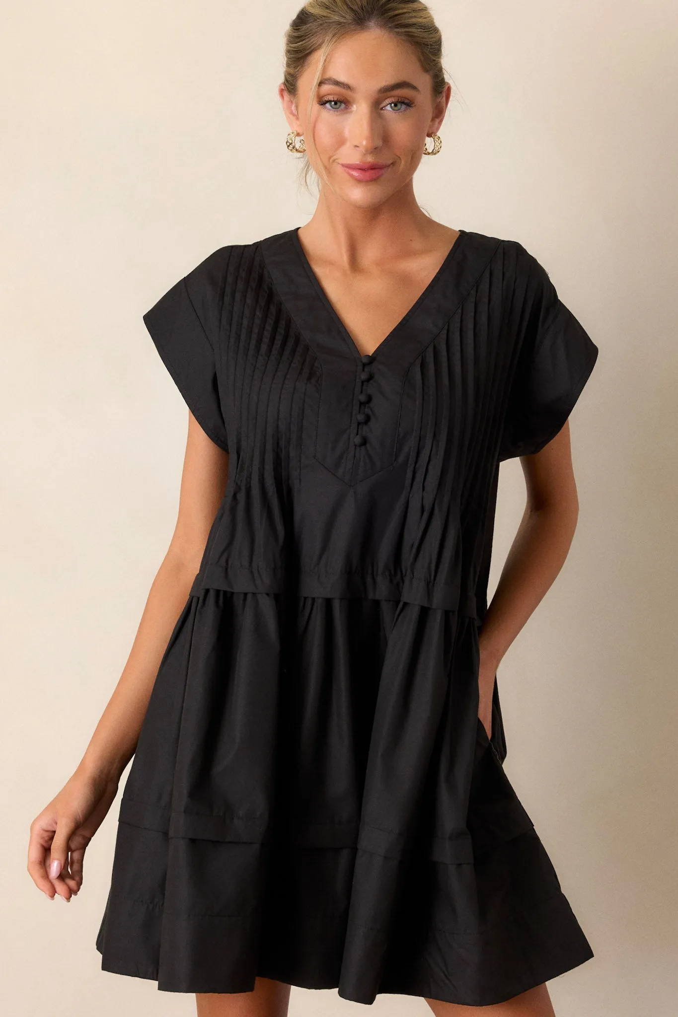 Pack Your Bags Black Short Sleeve Mini Dress