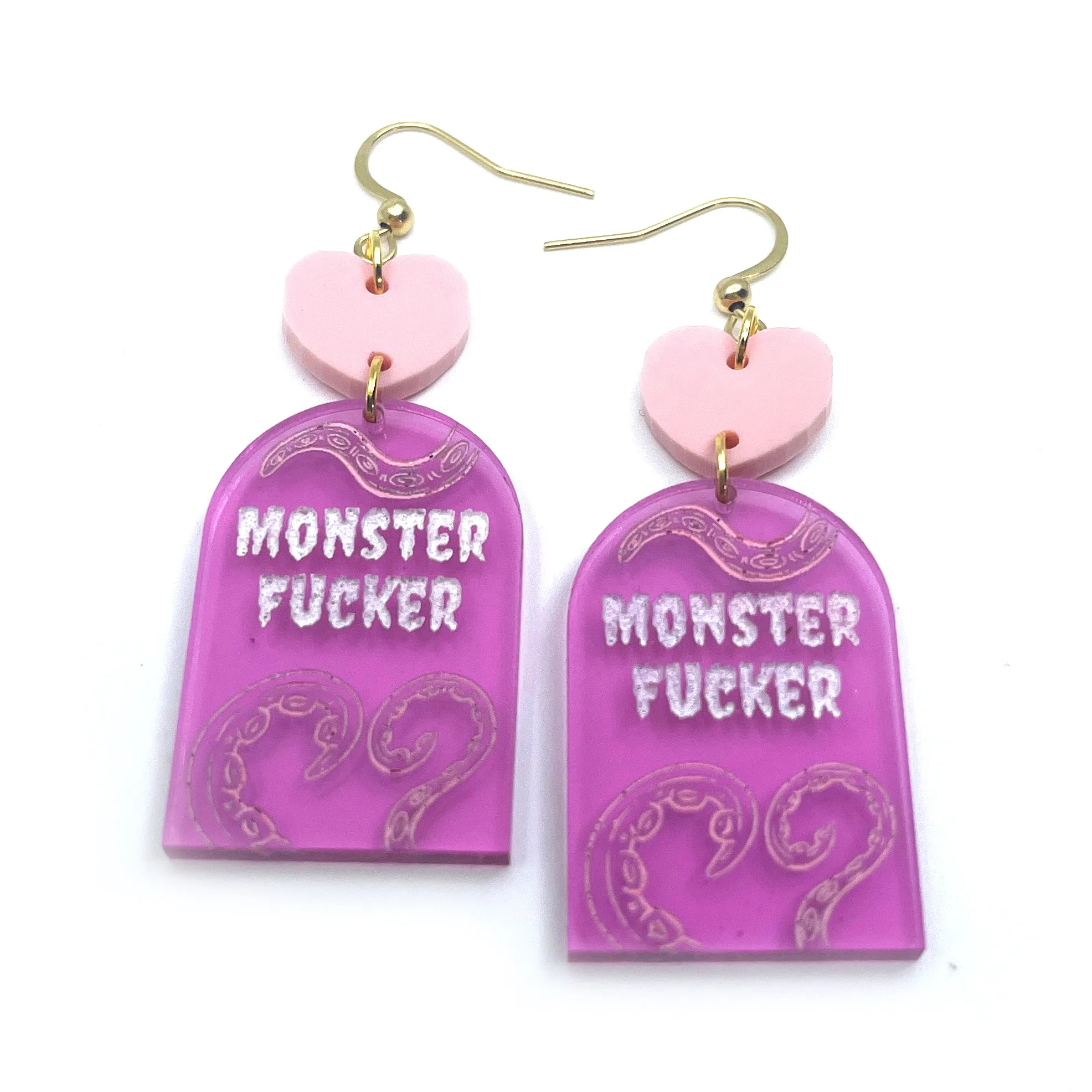 Pastel Pink Monster Fucker Tentacle Earrings