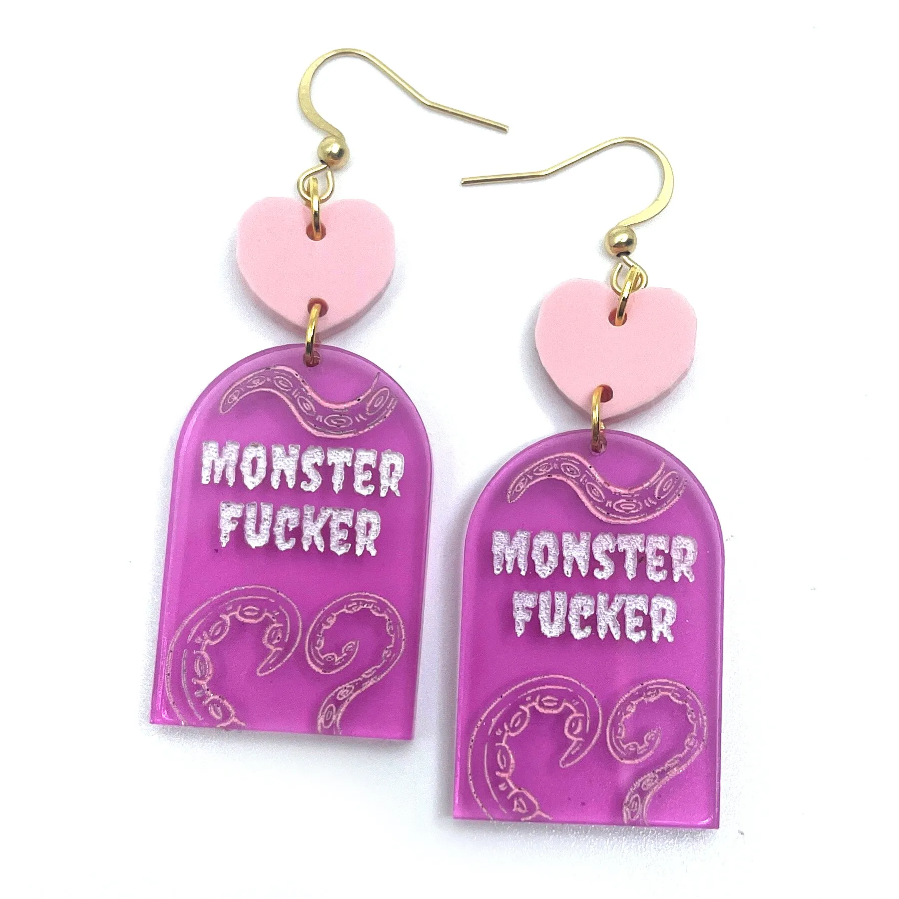 Pastel Pink Monster Fucker Tentacle Earrings