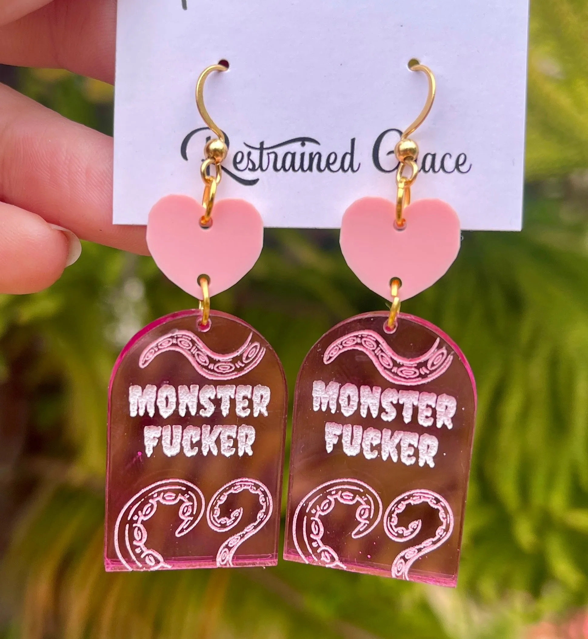 Pastel Pink Monster Fucker Tentacle Earrings