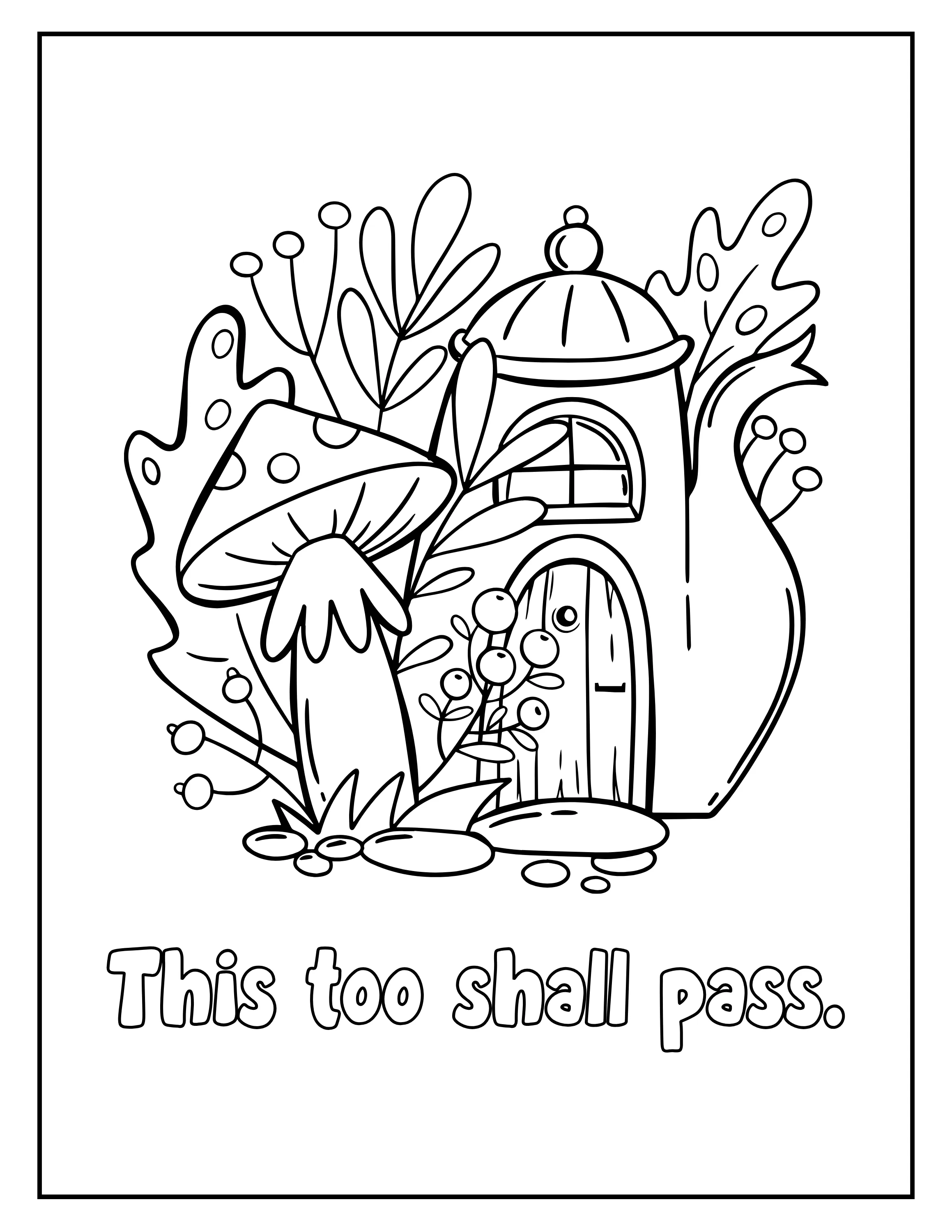 Printable Stress-Relief Coloring Pages: Whimsical Food Homes Digital Collection