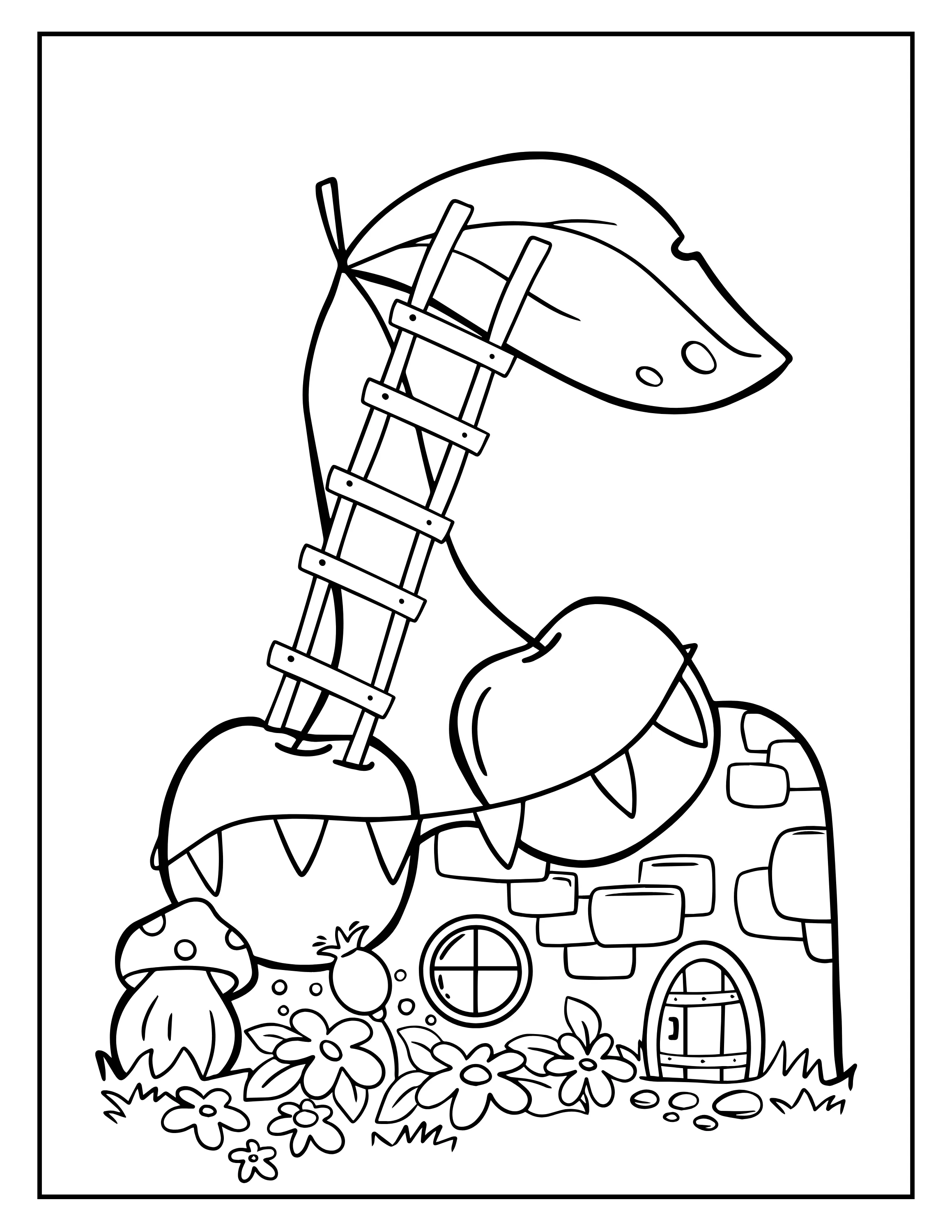 Printable Stress-Relief Coloring Pages: Whimsical Food Homes Digital Collection