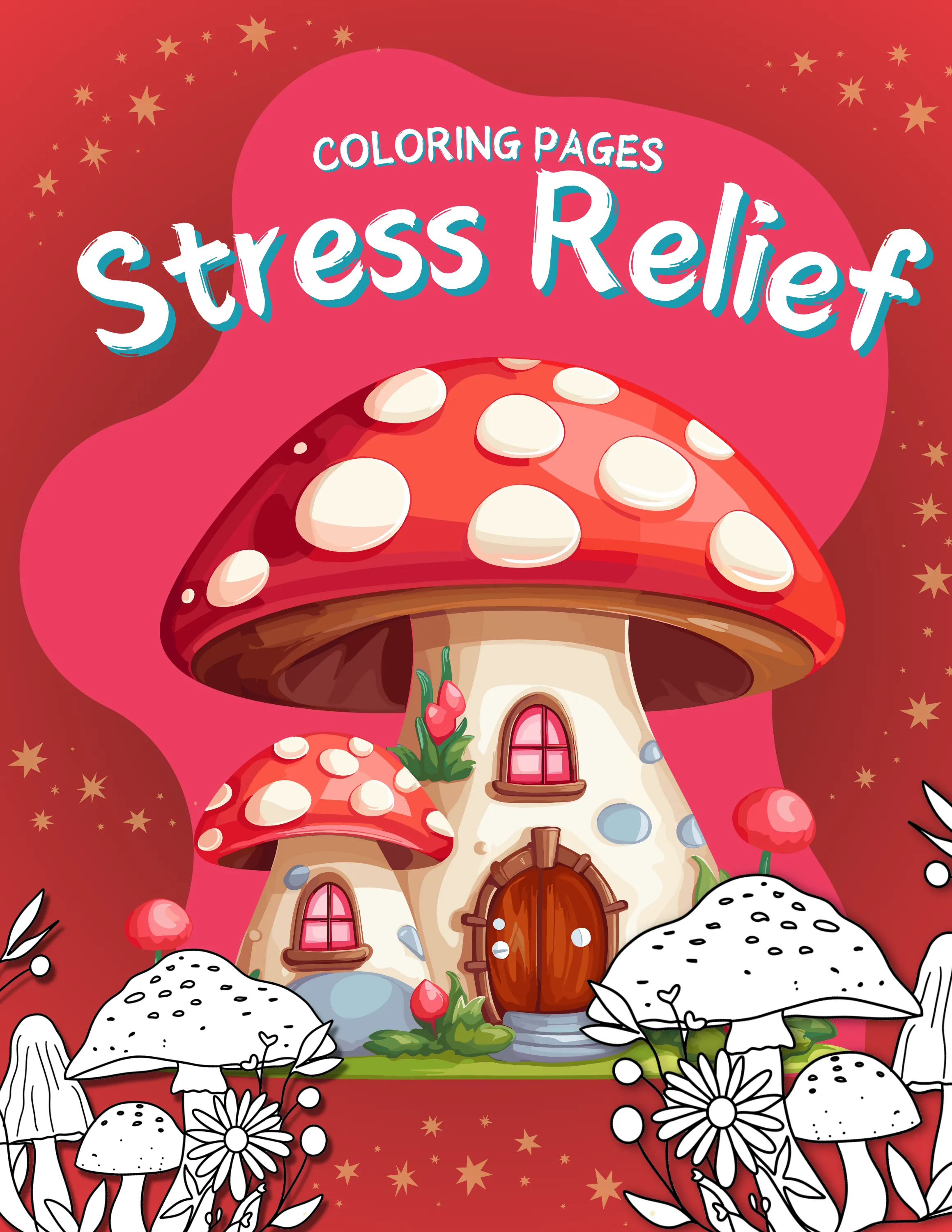 Printable Stress-Relief Coloring Pages: Whimsical Food Homes Digital Collection