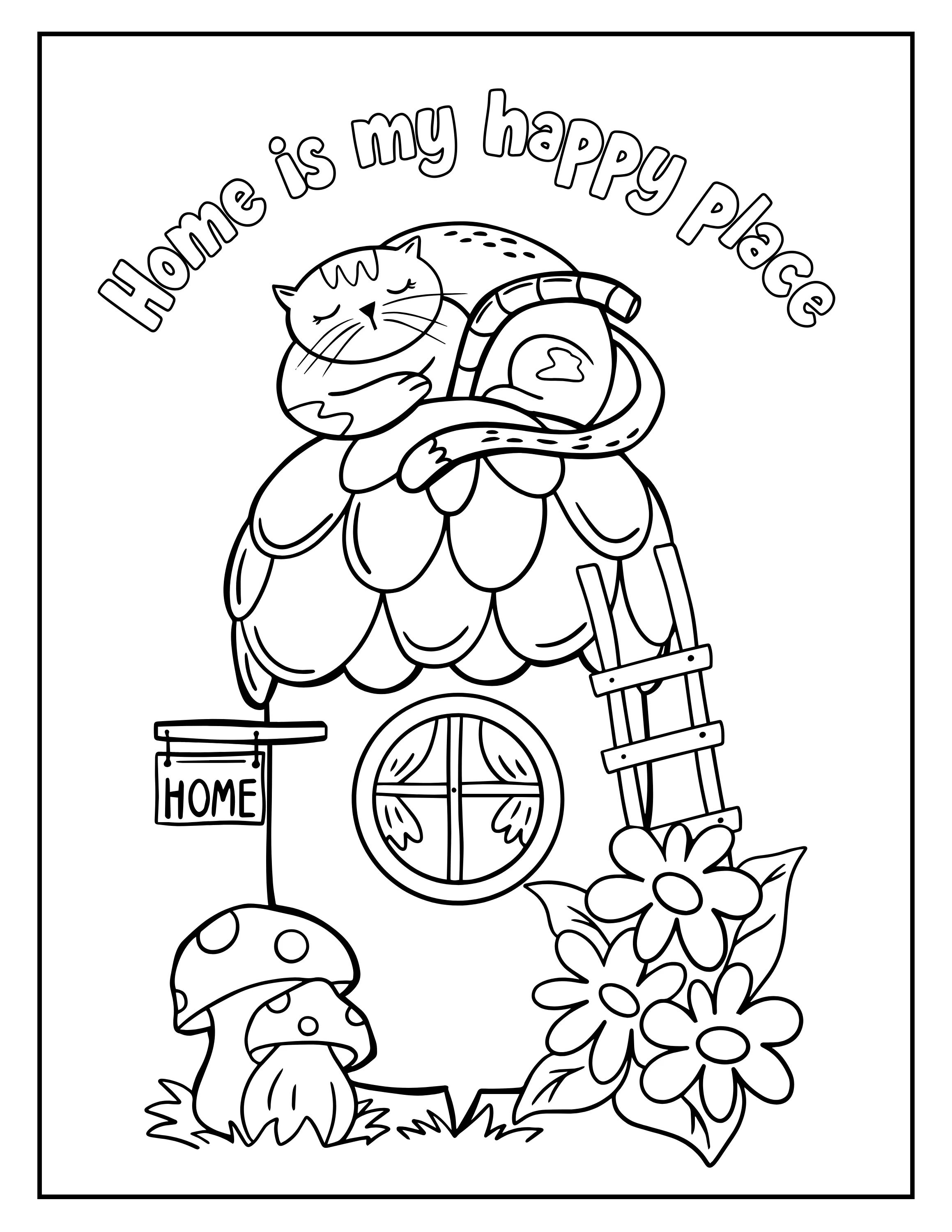 Printable Stress-Relief Coloring Pages: Whimsical Food Homes Digital Collection