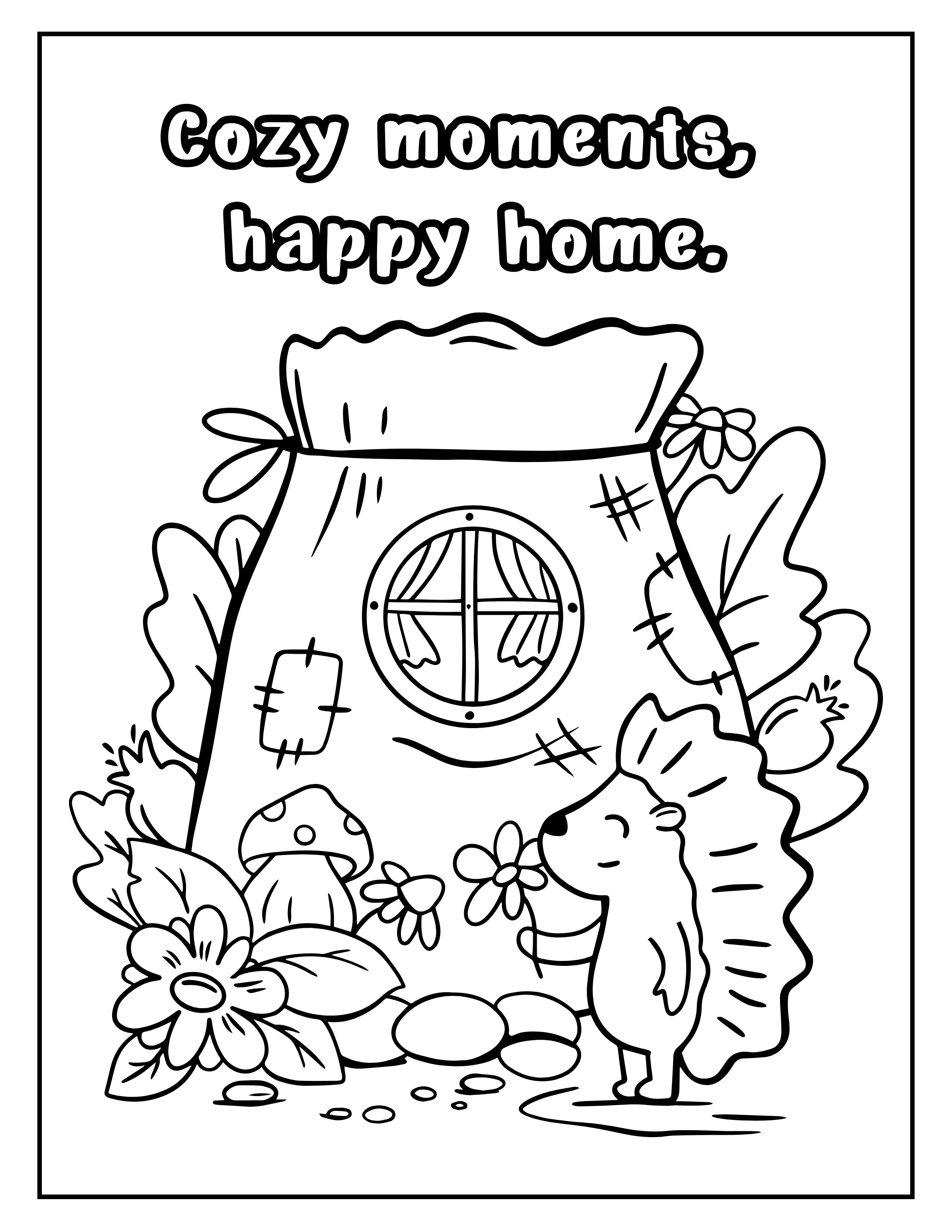 Printable Stress-Relief Coloring Pages: Whimsical Food Homes Digital Collection