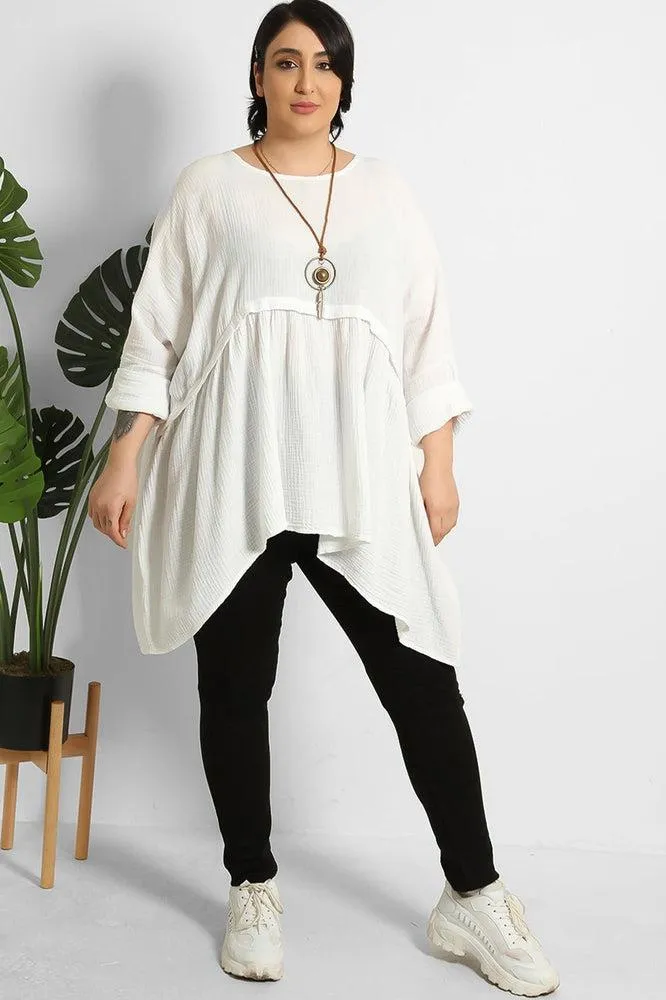 Relaxed Fit Waffle Cotton Babydoll Tunic