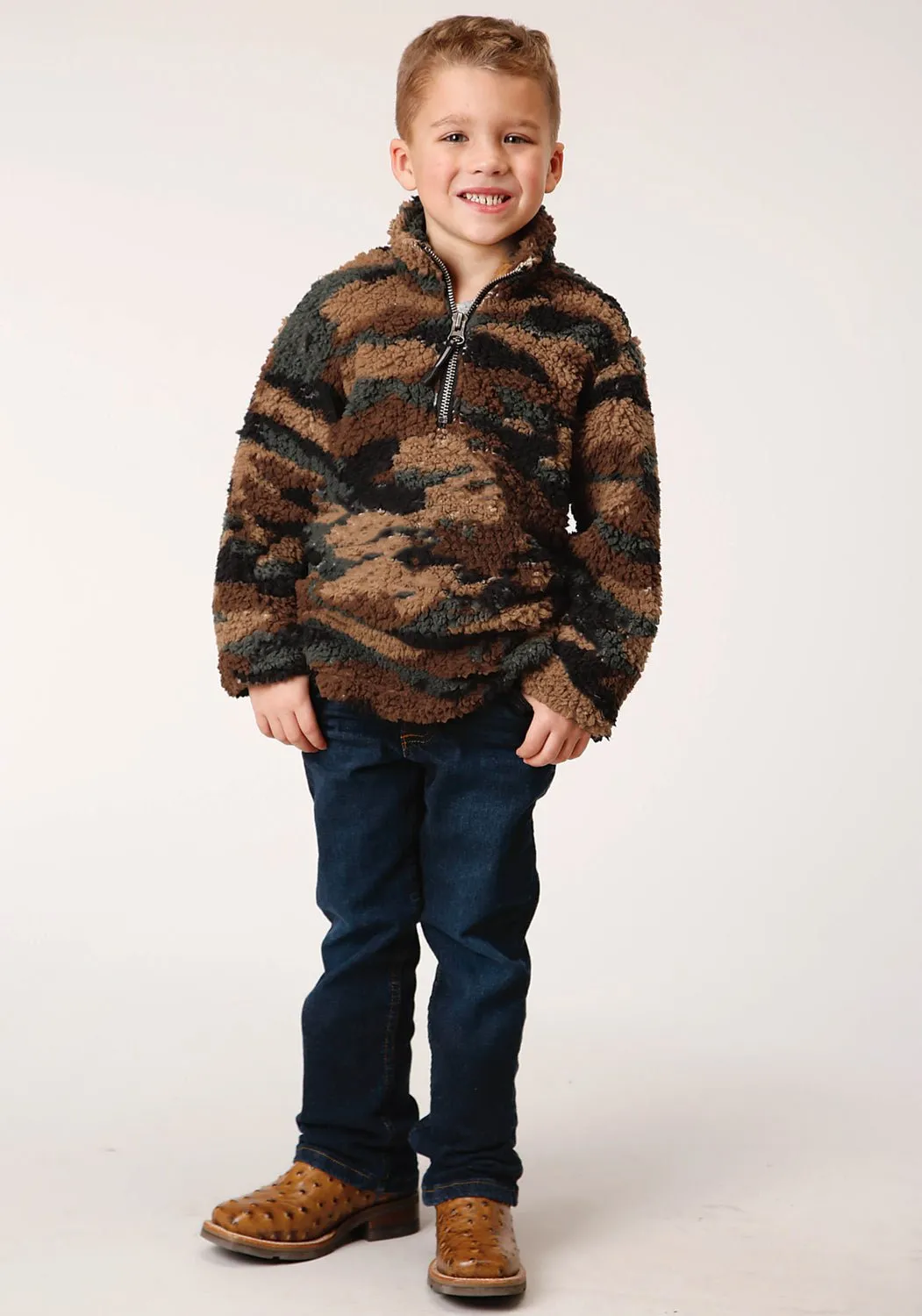 Roper Boys Kids Camo Polyester Polar Fleece Jacket