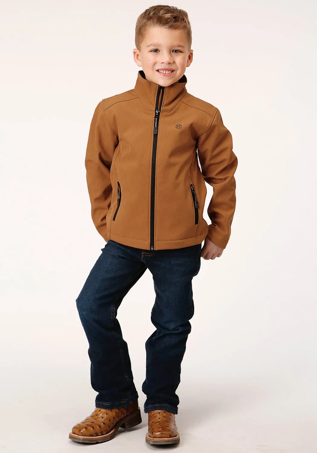 Roper Boys Kids Caramel Polyester Softshell Fleece Jacket