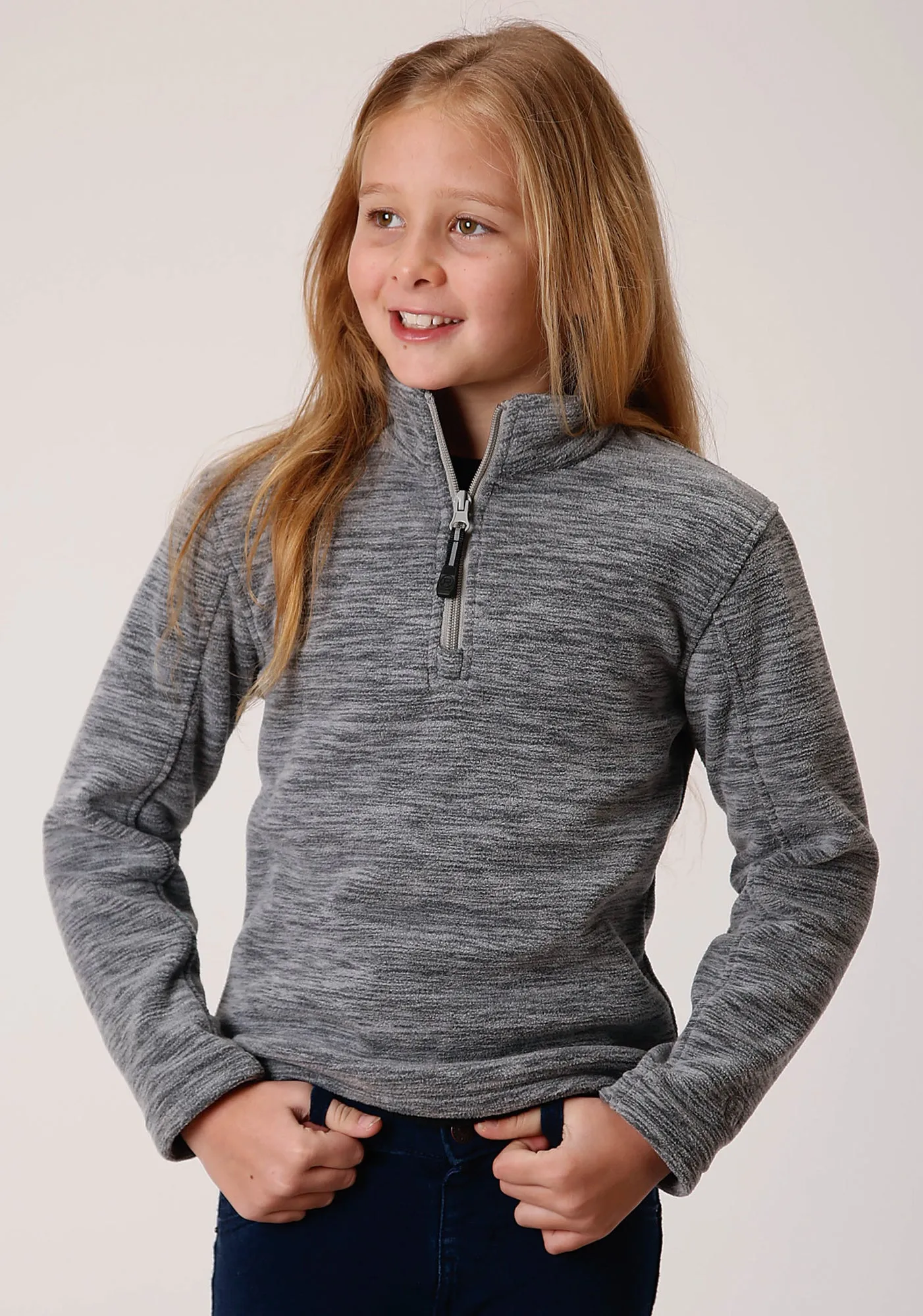 Roper Girls Grey Polyester Western Fleece Jacket