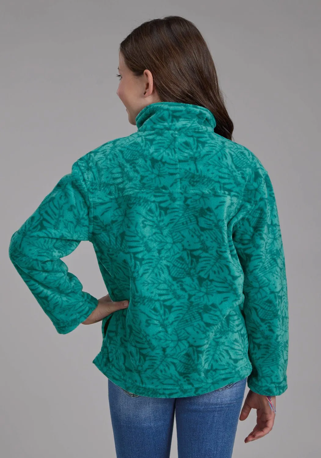 Roper Kids Girls Tropical Print Jade 100% Polyester Fleece Jacket