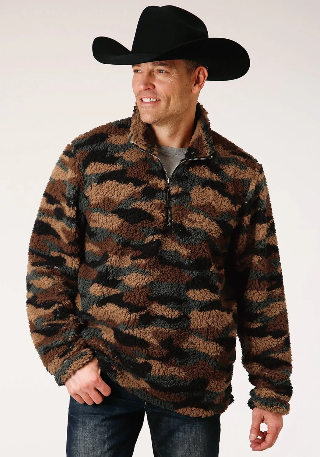 Roper Mens Brown Camo Polyester Polar Fleece Jacket