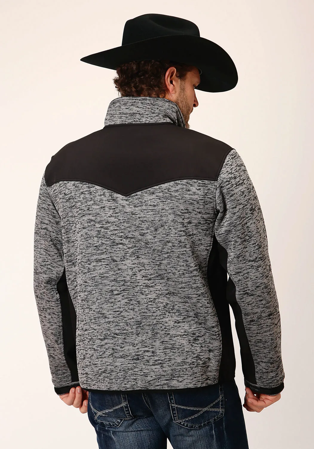 Roper Mens Western Sweater Black 100% Polyester Fleece Jacket