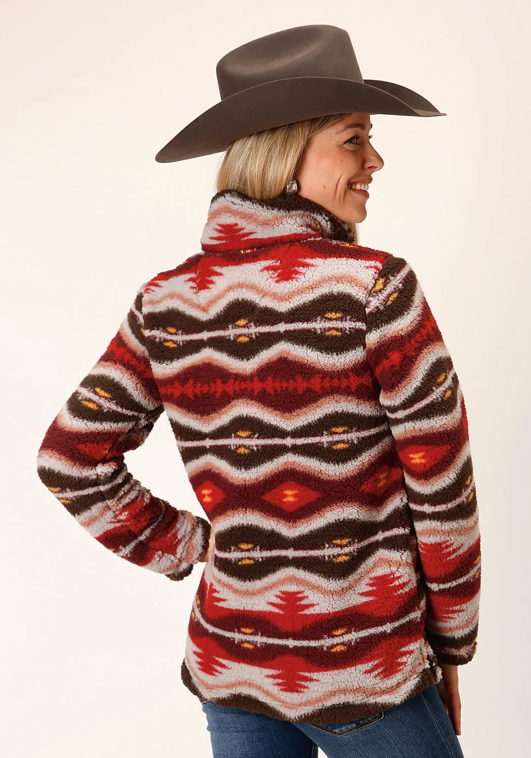 Roper Womens Blanket Aztec Polar Multi-Color Fleece Fleece Jacket