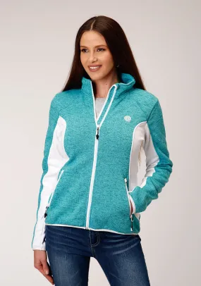 Roper Womens Melange Aqua Polyester Fleece Jacket