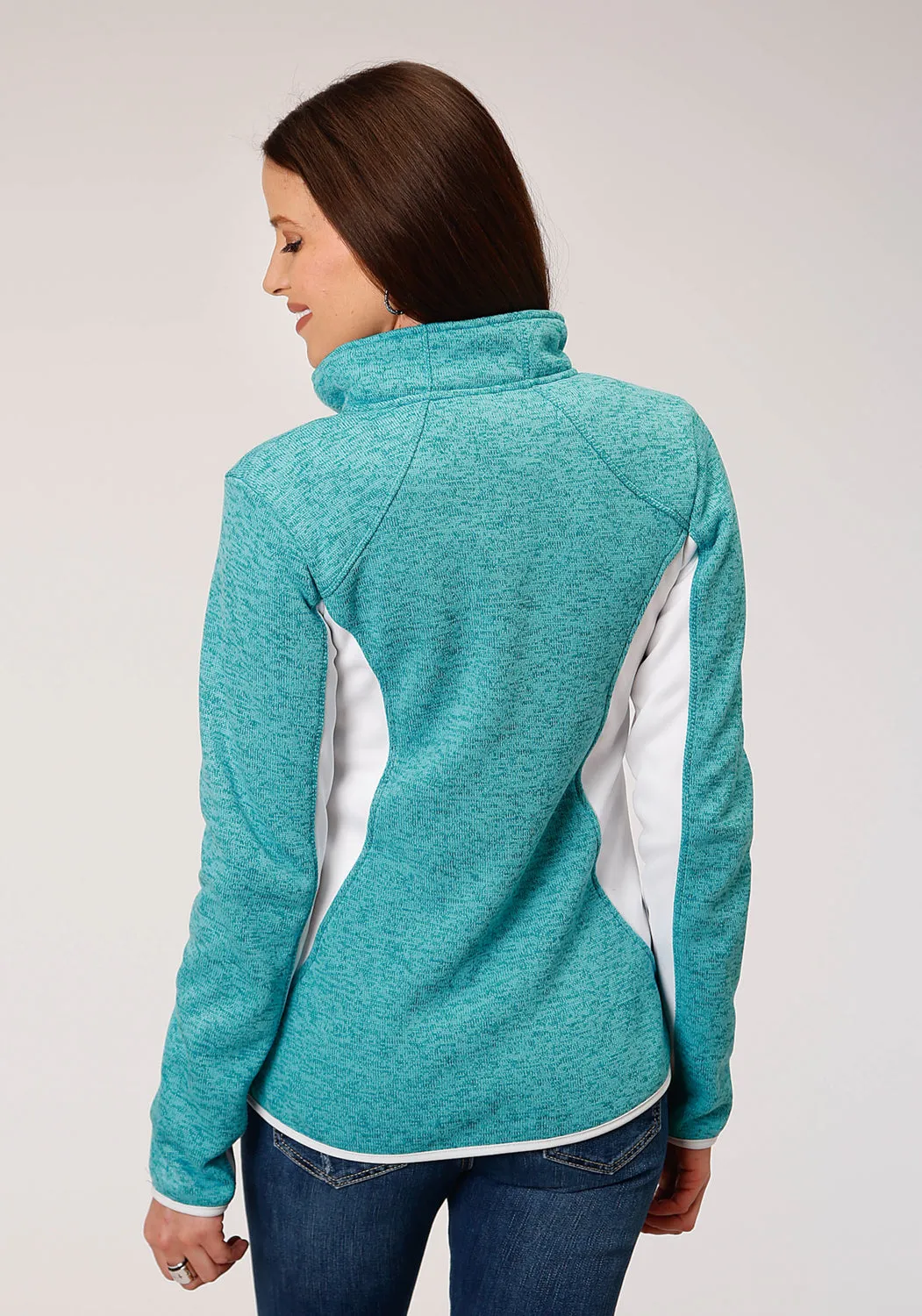 Roper Womens Melange Aqua Polyester Fleece Jacket